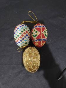 lot 2622 image: beaded egg shape ornaments