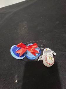 lot 2654 image: pair KC Royals ornaments