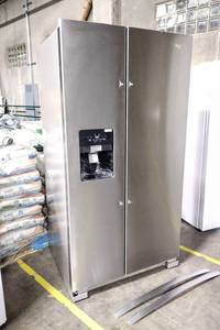 lot 16 image: Whirlpool 24.6 cu. ft. Side by Side Refrigerator in Fingerprint Resistant Stainless Steel & Dual Pad Exterior, Ice & Water Dispenser, Model WRS325SDHZ - Retail $ 1,400.00 (Handles Included-Removed For EZ Transport)