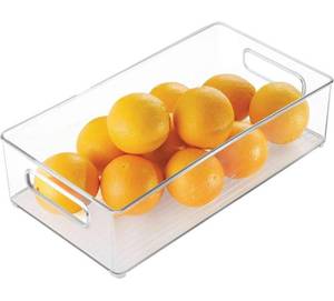 lot 39988 image: iDesign Plastic Portable Deep Storage Bin with Handles for Organizing Refrigerator, Freezer, Pantry, BPA-Free,8 x 4 x 14.5, Clear - Set of 3