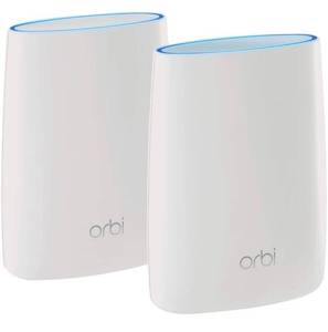 lot 39991 image: NETGEAR Orbi Tri-band Whole Home Mesh WiFi System with 3Gbps Speed (RBK50) Router & Extender Replacement Covers Up to 5,000 sq. ft., 2-Pack Includes 1 Router & 1 Satellite White