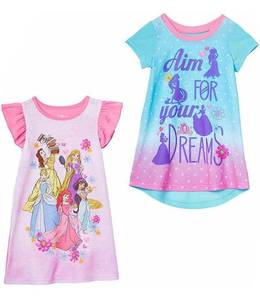 lot 40000 image: Disneys Princess Toddler Girl Princess Dream Team Nightgown 2-Pack (Size 4T) Pink, Blue