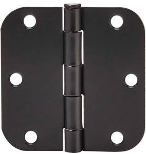 lot 40003 image: Amazon Basics Rounded 3.5 Inch x 3.5 Inch Door Hinges, 18 - Pack, Matte Black