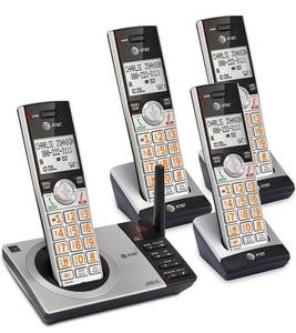 lot 40015 image: AT&T CL82407 DECT 6.0 4-Handset Cordless Phone for Home with Answering Machine, Call Blocking, Caller ID Announcer, Intercom and Long Range, Silver