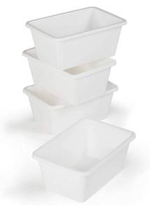 lot 40019 image: Humble Crew, White Small Plastic Storage Bins, Set of 4
