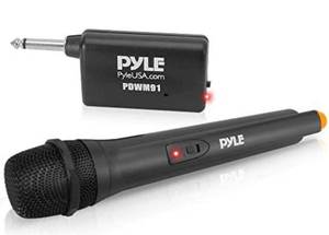 lot 40022 image: Portable VHF Wireless Microphone System - Professional Battery Operated Handheld Dynamic Unidirectional Cordless Microphone Transmitter Set WAdapter Receiver, for PA Karaoke DJ Party - Pyle PDWM91