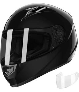 lot 56544 image: GLX GX11 Compact Lightweight Full Face Motorcycle Street Bike Helmet with Extra Tinted Visor DOT Approved (Black, Medium)