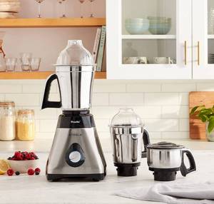 lot 56552 image: Preethi Steele 3-Jar Mixer Grinder, 550-Watt, Silver