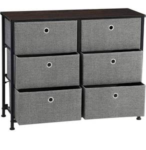 lot 56558 image: SONGMICS Narrow Dresser with 4 Fabric Drawers Vertical Slim Storage Tower Unit, 31.5, Gray