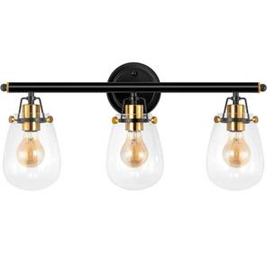 lot 56565 image: 3-Light Bathroom Vanity Lights Matte Black Wall Sconces Vanity Lighting Fixtures Modern Over Mirror Lighting with Water Drop Glass Shades E26 Base