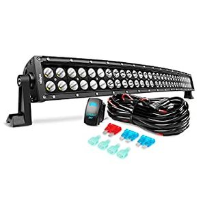 lot 56569 image: Nilight 32 Inch 180W Black Curved LED Light Bar Combo Offroad Lighting with Harness Kit