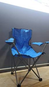 lot 56582 image: Blue Foldable Camping Quik Chair With Cup Holder & Bag