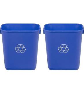 lot 56601 image: AmazonCommercial 3 Gallon Commercial Office Wastebasket, Blue wRecycle Logo, 2-Pack
