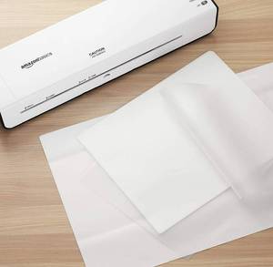lot 56602 image: Amazon Basics 12-Inch Thermal Laminator Machine and Pouches Lot