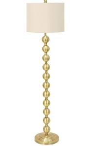 lot 56618 image: Decor Therapy Stacked Ball Steel Floor Lamp, Brushed Brass