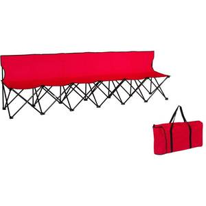 lot 56620 image: Portable Sports Bench With Back - Sits 6 People - By Trademark Innovations (Red)