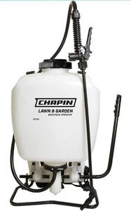 lot 56634 image: Chapin 60114 4-Gallon Poly Backpack Sprayer with 3-Stage Filtration System for Fertilizers, Herbicides, Weed Killers and Pesticides