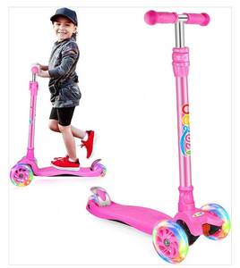 lot 56676 image: Beleev Scooters For Kids 3 Wheel Kick Scooter Toddlers Girls & Matte Pink, Light Up Wheels