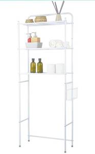 lot 56684 image: Oikos 3 Shelf Bathroom Space Saver Over The Toilet Organizer Over The Toilet Shelf Over The Toilet Storage Cabinet Over The Toilet Storage Bathroom Over The Toilet Organizer (White)