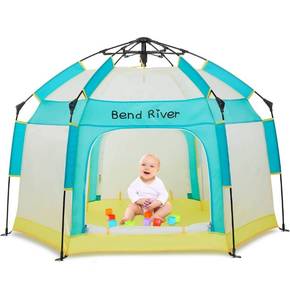 lot 56688 image: Bend River Baby Playpen with Canopy, Portable Baby Beach Tent, Toddler Play Yard Indoor and Outdoor, Foldable Mosquito Net for Infant