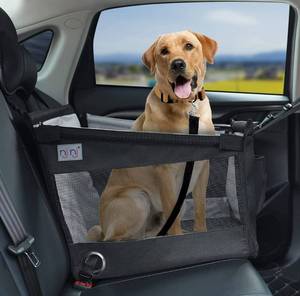 lot 56699 image: Dog Car Seat for Pet Travel with Waterproof Pad, Half seat Dog Hammock,Harness Hook, Breathable Mesh, and Adjustable Backseat Safety Belt, Small, Medium, Large Size