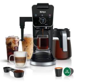 lot 61558 image: Ninja� DualBrew Specialty Coffee System, Single-Serve, K-Cup Pod Compatible, 12-Cup Drip Coffee Maker, Glass Carafe, CFP300