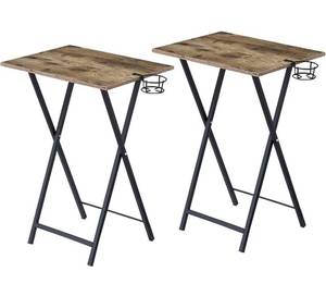lot 61571 image: VECELO Portable TV Trays Set of 2 Folding Snack Eating Tables with Cup Holder, Suitable for Couch, Kitchen, Living Room and Bedroom, Easy Assembly and Storage, Sturdy, Grey