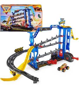 lot 61580 image: Monster Jam Garage Playset and Storage with Exclusive Grave Digger Monster Truck, Lights and Sounds