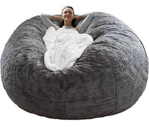 lot 61590 image: RAINBEAN Bean Bag Chair Cover (Cover Only), 5ft Dark Grey