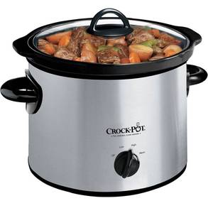 lot 61598 image: Crock-Pot 3-Quart Round Manual Slow Cooker, Stainless Steel and Black - SCR300-SS