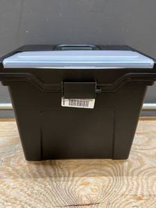 lot 61602 image: Black Plastic Storage Box with Handle 12x12x8.5