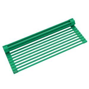 lot 68646 image: KRAUS Multipurpose Workstation Sink Roll-Up Dish Drying Rack in Green