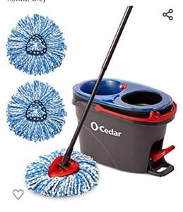 lot 68651 image: O-Cedar EasyWring RinseClean Microfiber Spin Mop & Bucket Floor Cleaning System with 2 Extra Refills, Grey,Retail $64