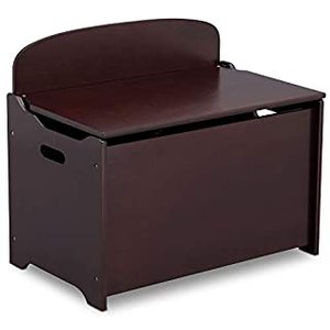 lot 68659 image: Delta Children Wooden Toy Box Chest Kids Bedroom Nursery Storage Bench, Brown