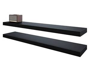 lot 68660 image: Mounted Wooden Shelves with Invisible Brackets Set of 2, Hanging Wall Shelves Decoration for Bedroom, Bathroom, Living Room and Kitchen