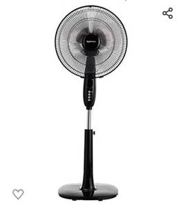 lot 68669 image: Amazon Basics Oscillating Dual Blade Standing Pedestal Fan with Remote - 16-Inch, Black