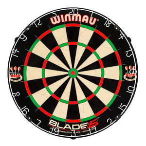 lot 68670 image: Winmau Darts Blade 5 Bristle Dartboard with All-New Thinner Wiring for Higher Scoring and Reduced Bounce-Outs