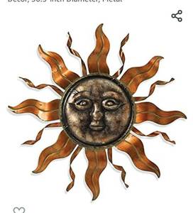 lot 68673 image: Gerson International 2566490 Sun Face Wall Decor, 30.3-inch Diameter, Metal