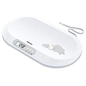 lot 68679 image: Beurer Baby Scale, Pet Scale, Digital, with Measuring Tape, Tracking Weight with App, For Infant, Newborn, Toddler Puppy, Cat - Animals, LCD Display, Weighs lbsKgoz, Highly Accurate, BY90