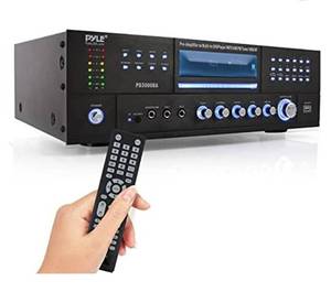 lot 68684 image: Pyle 4 Channel Wireless Bluetooth Amplifier - 3000 Watt Stereo Speaker Home Audio Receiver w FM Radio, USB, 2 Microphone w Echo for Karaoke, Front Loading CD DVD Player, LED, Rack Mount - PD3000BA