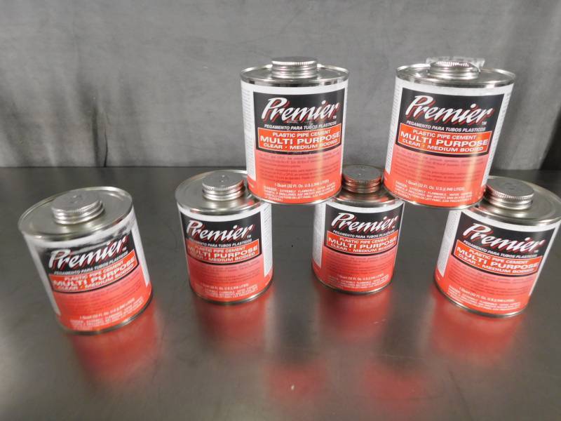 lot 3643 image: Lot of Premier Plastic Pipe Cement Multi Pupose