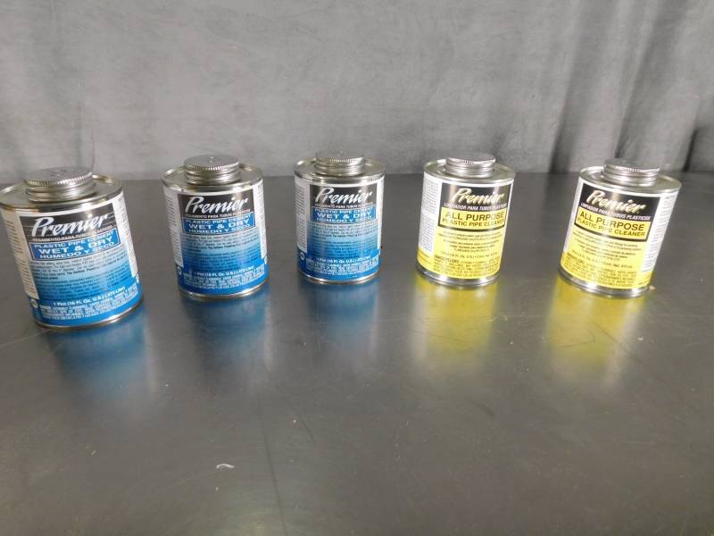 lot 3648 image: Lot of Premier Wet and Dry and All Purpose Plastic Pipe Cement