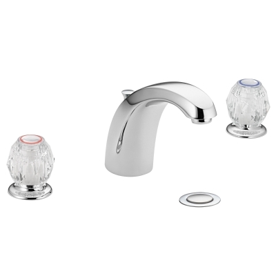 lot 3920 image: Chateau Chrome two-handle low arc bathroom faucet