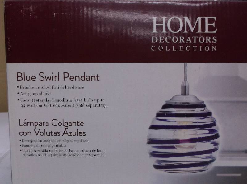 lot 8002 image: Home Decorators Blue Swirl Pendant Light