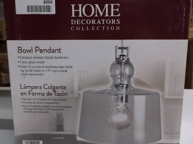 lot 8004 image: Home Decorators Bowl Pendant - Polished Chrome Hardware