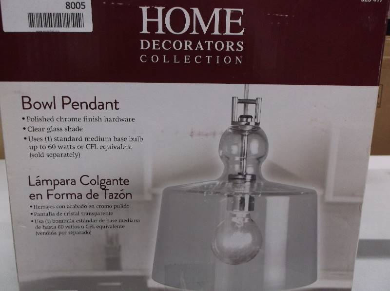 lot 8005 image: Home Decorators Bowl Pendant - Polished Chrome Hardware