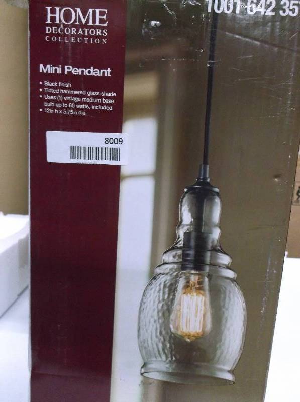 lot 8009 image: Home Decorators Mini Pendant - Black Finish
