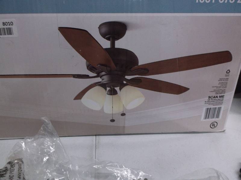lot 8010 image: Hampton Bay 52 inch Large Room Ceiling Fan - Oil Rubbed Bronze