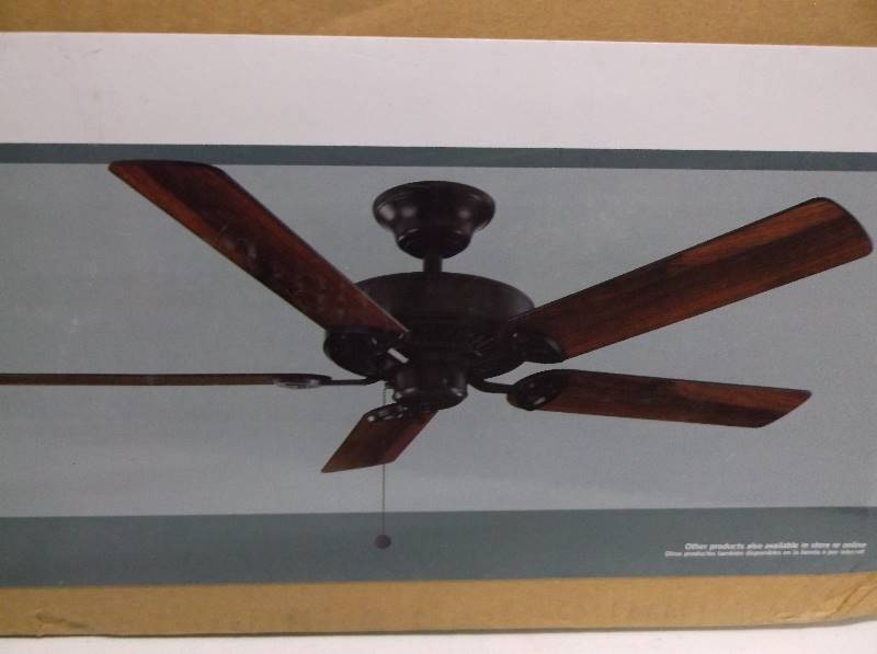 lot 8012 image: 52 inch Farmington Ceiling Fan - Walnut and Matte Black Finish