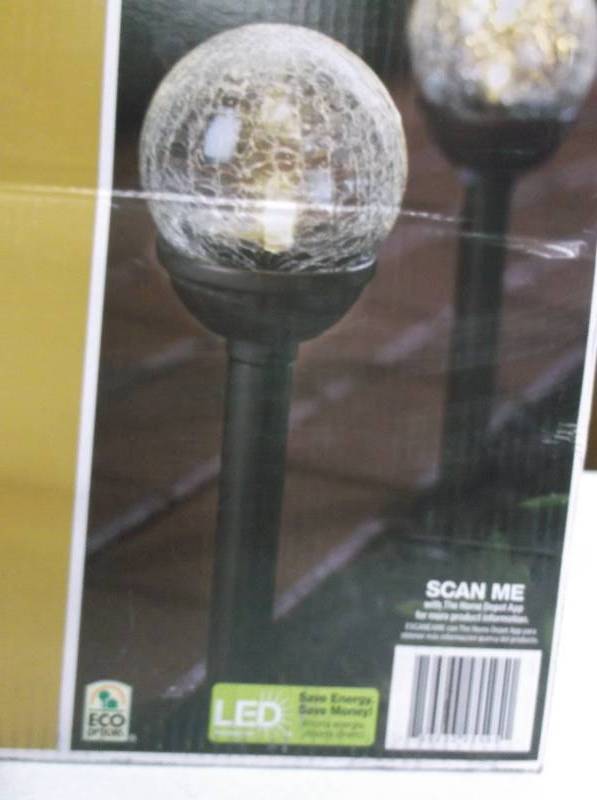 lot 8015 image: Hampton Bay LED Globe Solar Path Lights 6-Pack